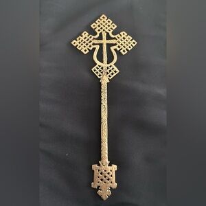 Ethiopian Antique Brass Cross Decor